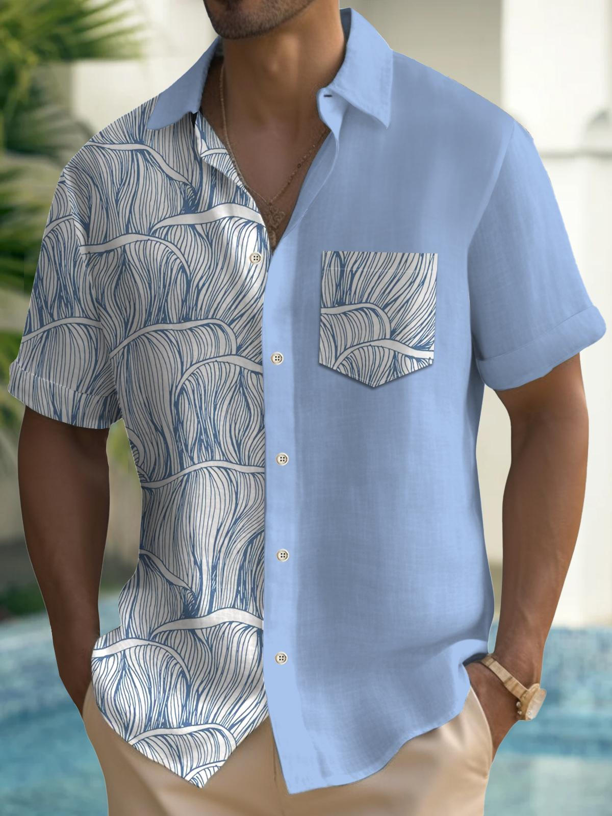 Art Hawaiian Casual Retro Short Sleeve Men's Shirts With Pocket