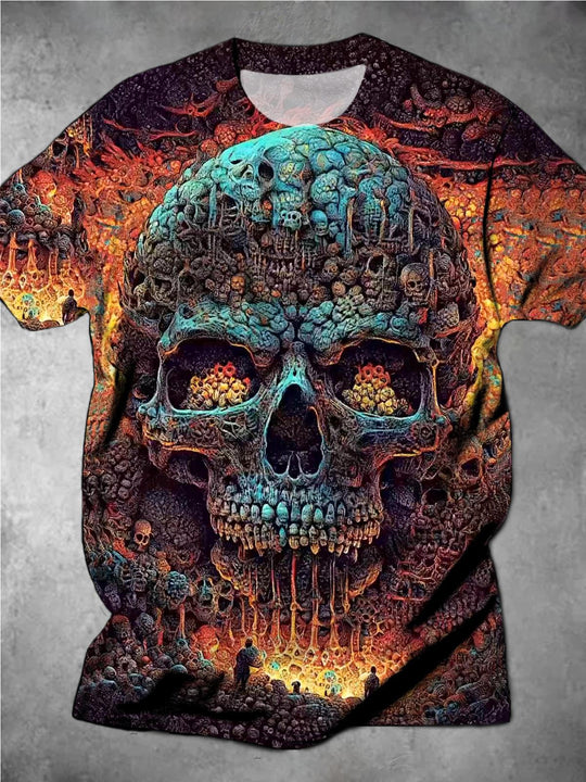 men's skull print shirt front view