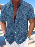 Linen Art Hawaiian Casual Retro Short Sleeve Men's Shirts With Pocket