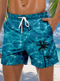 Hawaiian Coconut Tree Sea Water Men's Shorts With Pocket