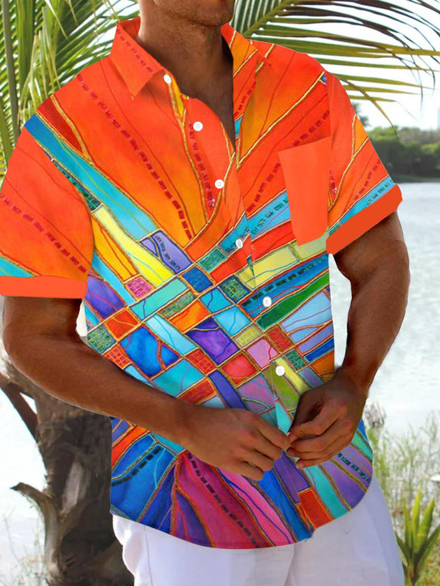 men's colorful shirt front view vacation resort wear