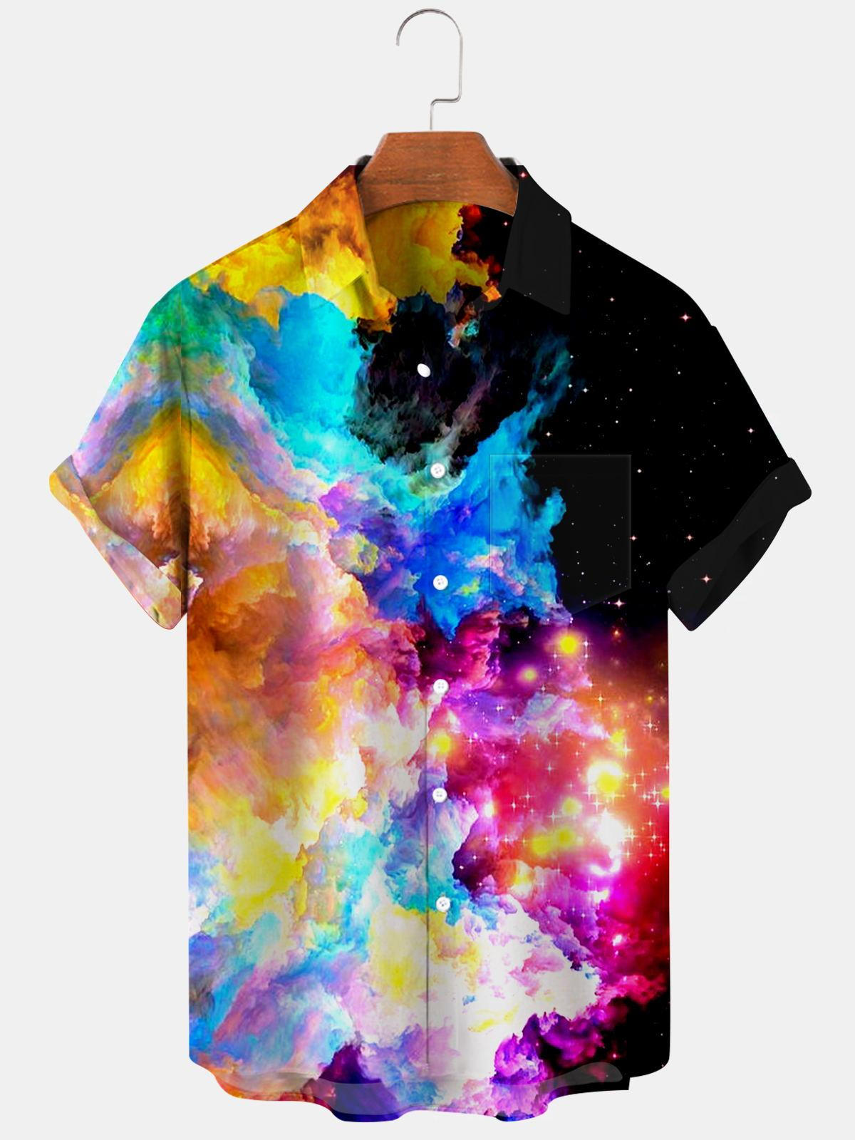 Gradient Abstraction Men's Shirts With Pocket