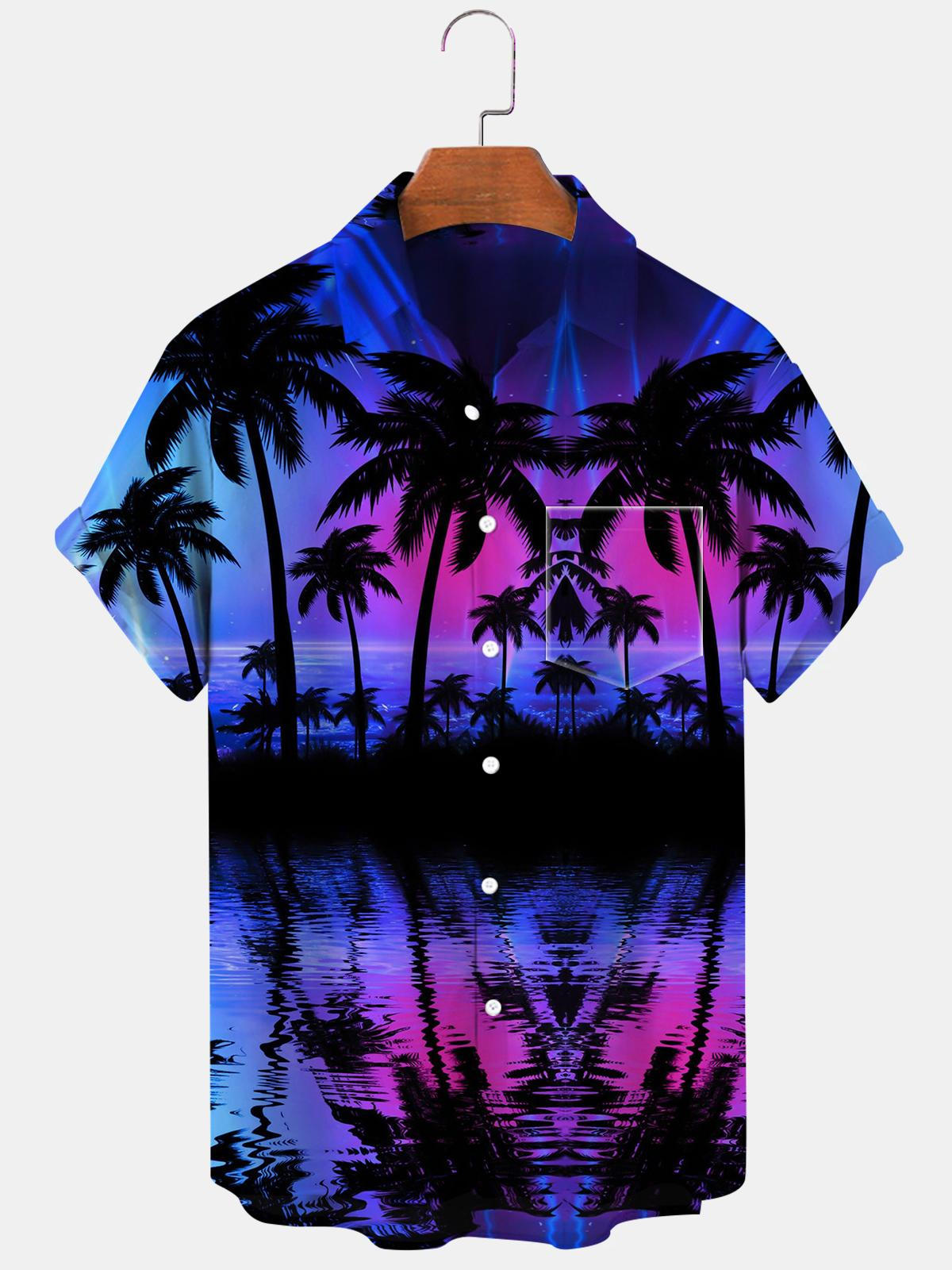 Hawaiian Coconut Tree Men's Shirts With Pocket – adaychic