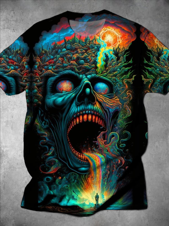 men's skull print shirt front view