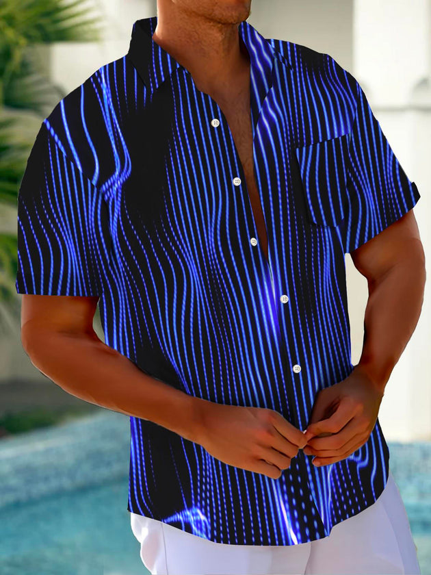 Men's casual short sleeve Hawaiian retro print shirt front view for tropical beach vacation