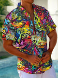 Art Hawaiian Casual Retro Short Sleeve Men's Shirts With Pocket