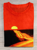 Sunset Highway Print Round Neck Short Sleeve Men's T-shirt