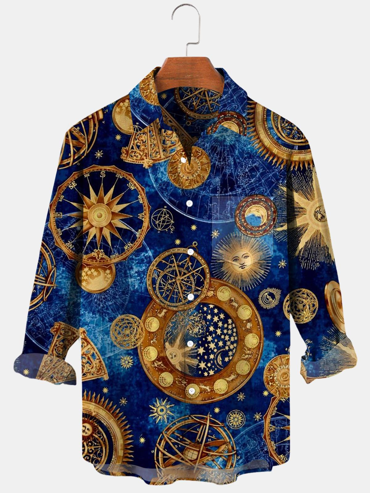 Universe Long Sleeve Men's Shirts With Pocket