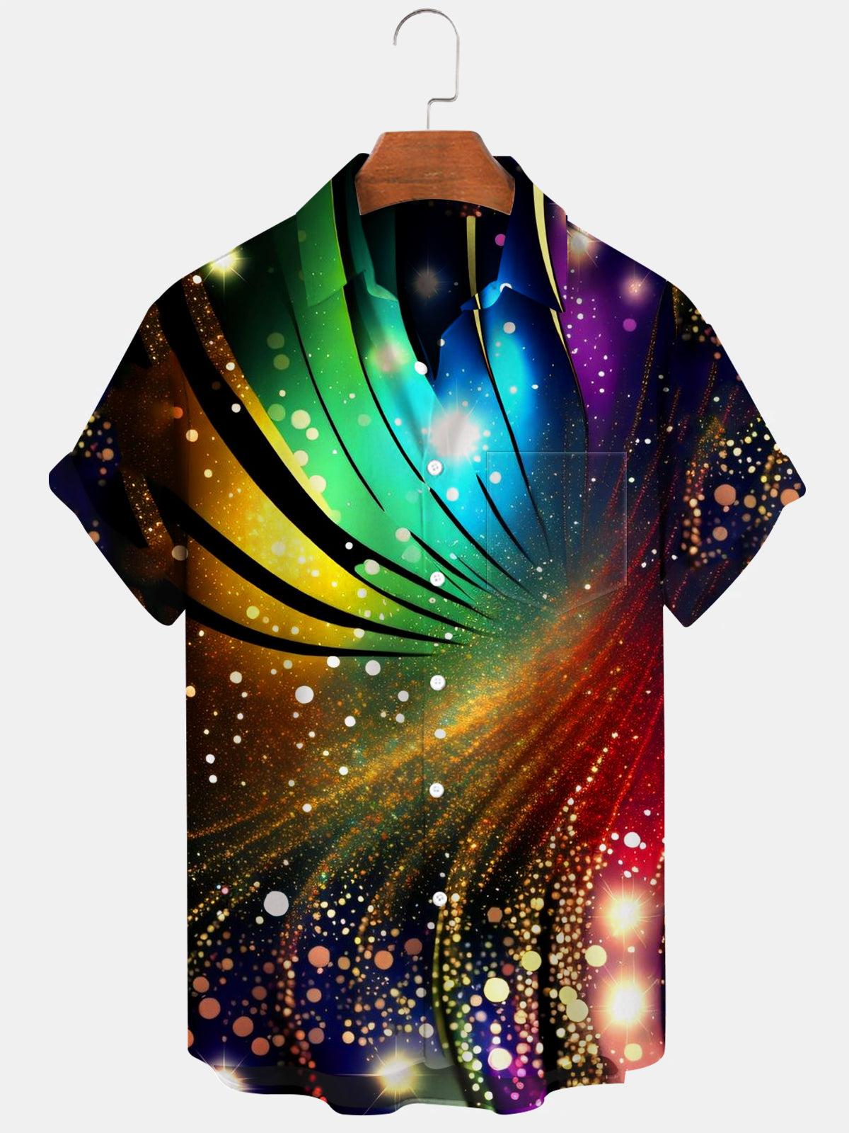 Abstract Short Sleeve Men's Shirts With Pocket