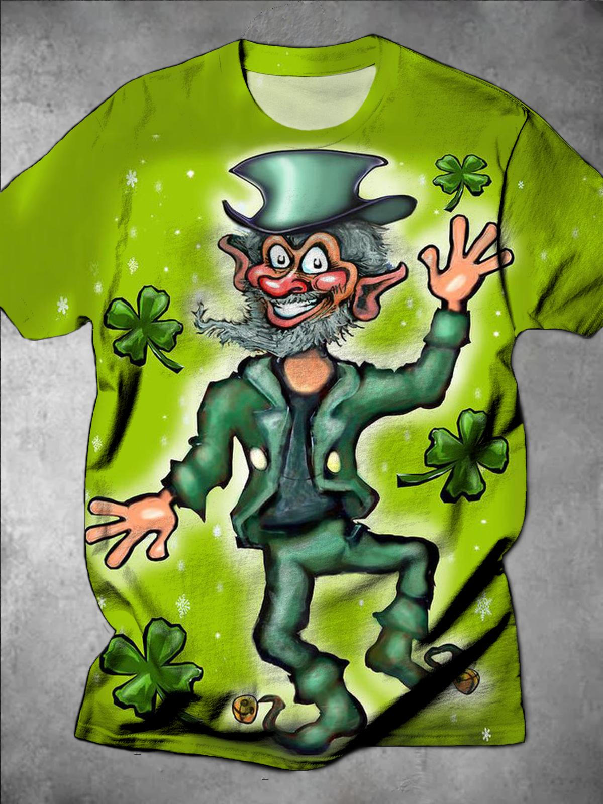 St. Patrick's Day Printed Round Neck Short Sleeve Men's T-shirt