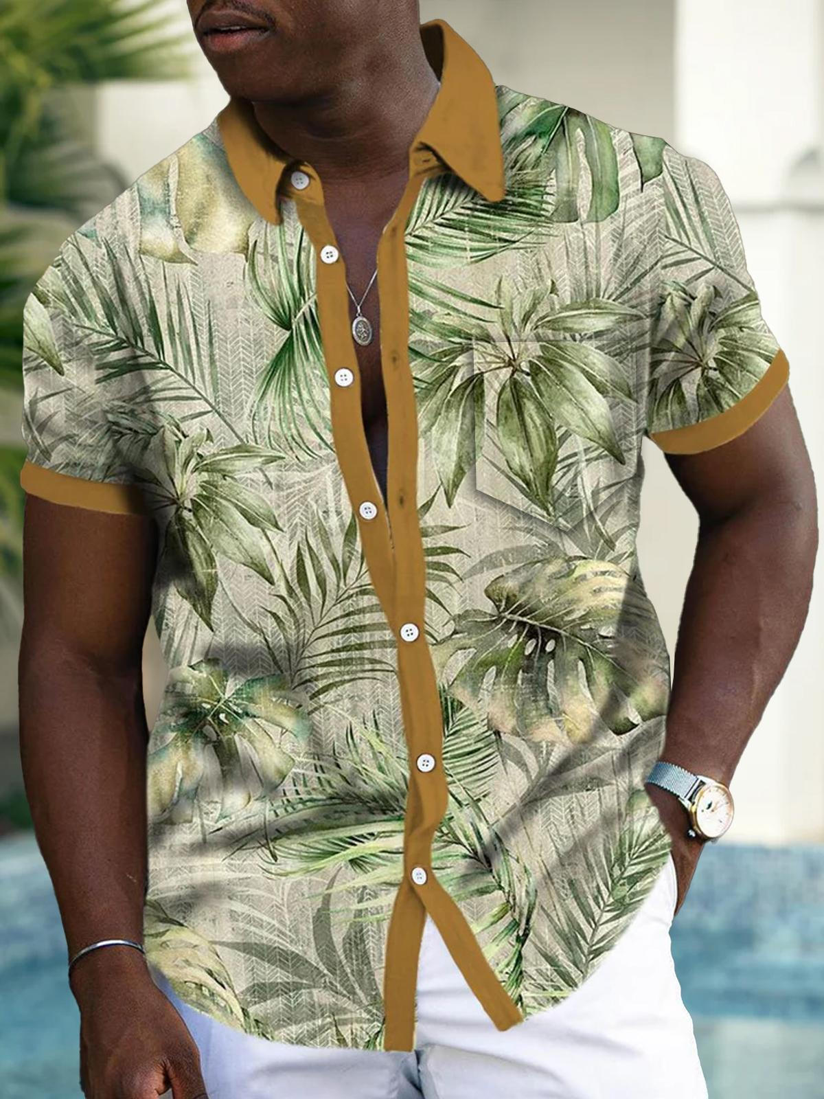 Art Hawaiian Casual Retro Short Sleeve Men's Shirts With Pocket