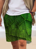 Leaf Print Men's Shorts With Pocket