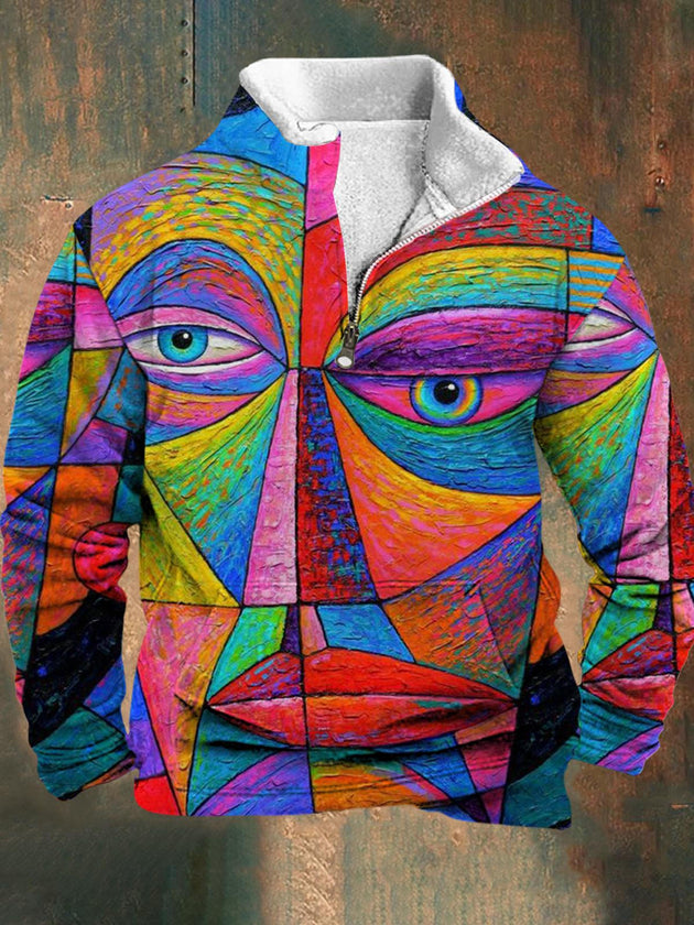 Men's abstract print long sleeve graphic sweatshirt front view