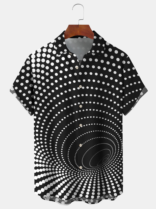 Men's retro print short sleeve Hawaiian shirt front view for tropical beach vacation