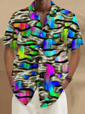 Abstract Gradient Print Short Sleeve Men's Shirts With Pocket