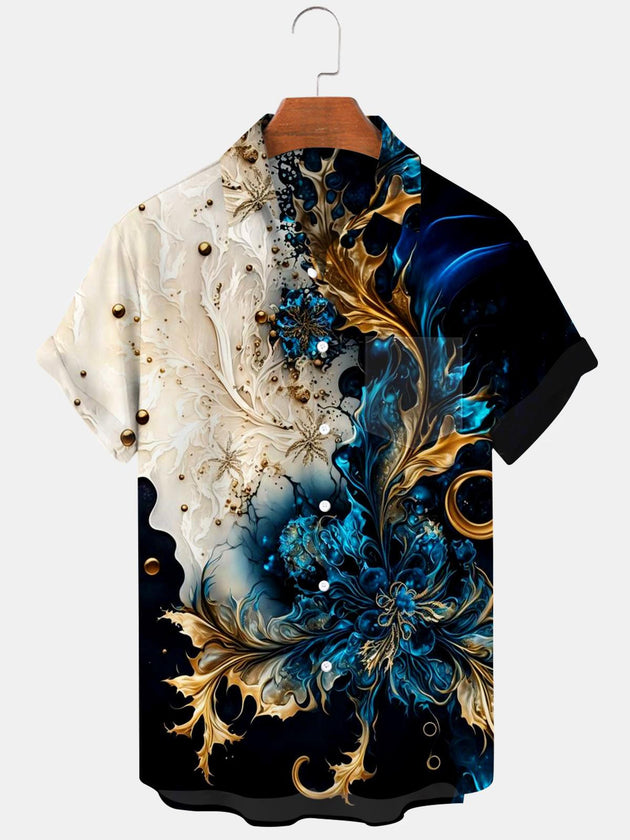 Men abstract print regular fit shirt front view