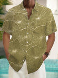 Water Lily Glass Print Short Sleeve Men's Shirts With Pocket