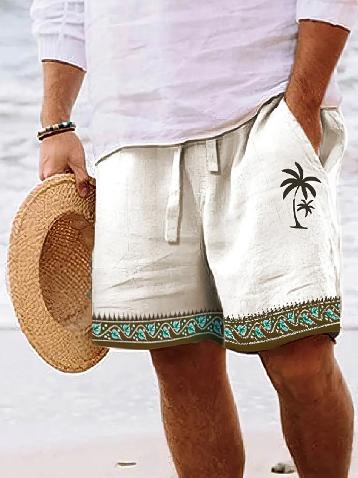 Ethnic Art Hawaiian Casual Retro Men's Shorts With Pocket