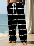 Stripe Men's Casual Elastic Waist Pants
