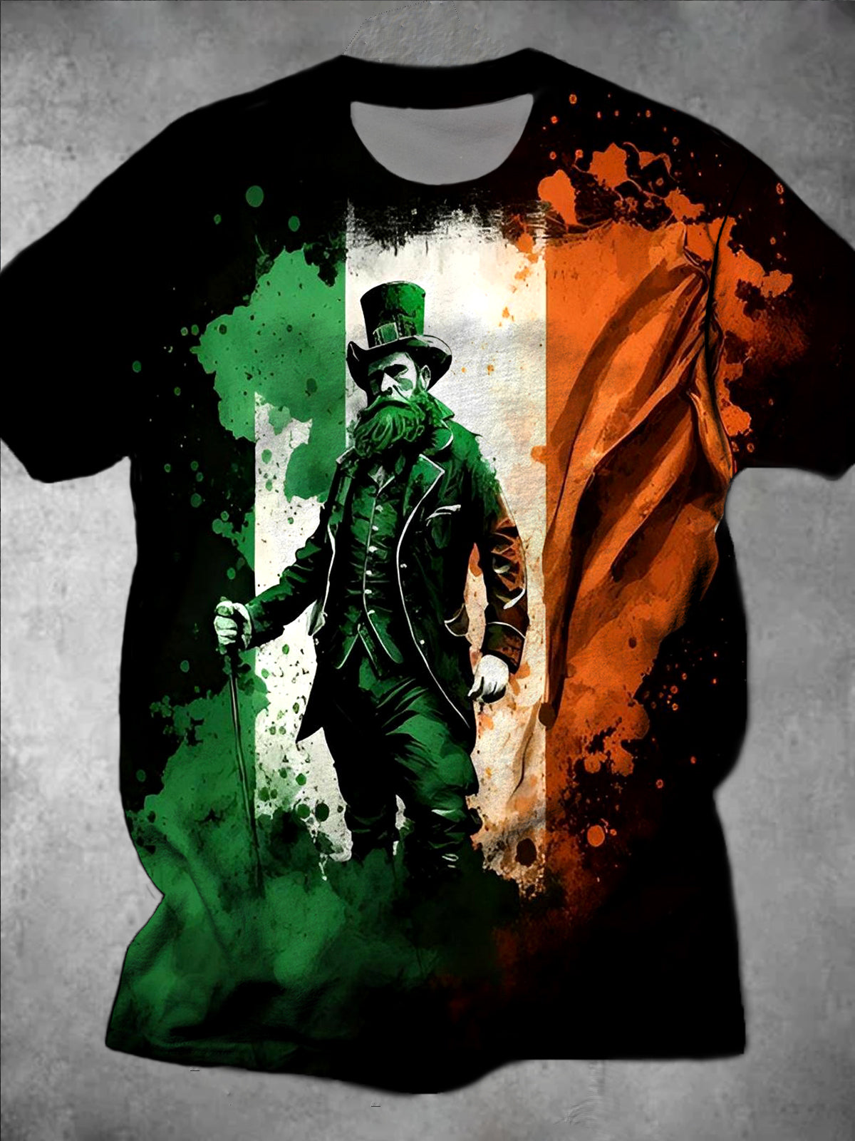 St. Patrick's Day Leprechaun Print Round Neck Short Sleeve Men's T-shirt