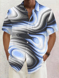 Abstract Geometric Print Short Sleeve Men's Shirts With Pocket