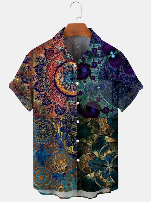 men's abstract print shirt front view