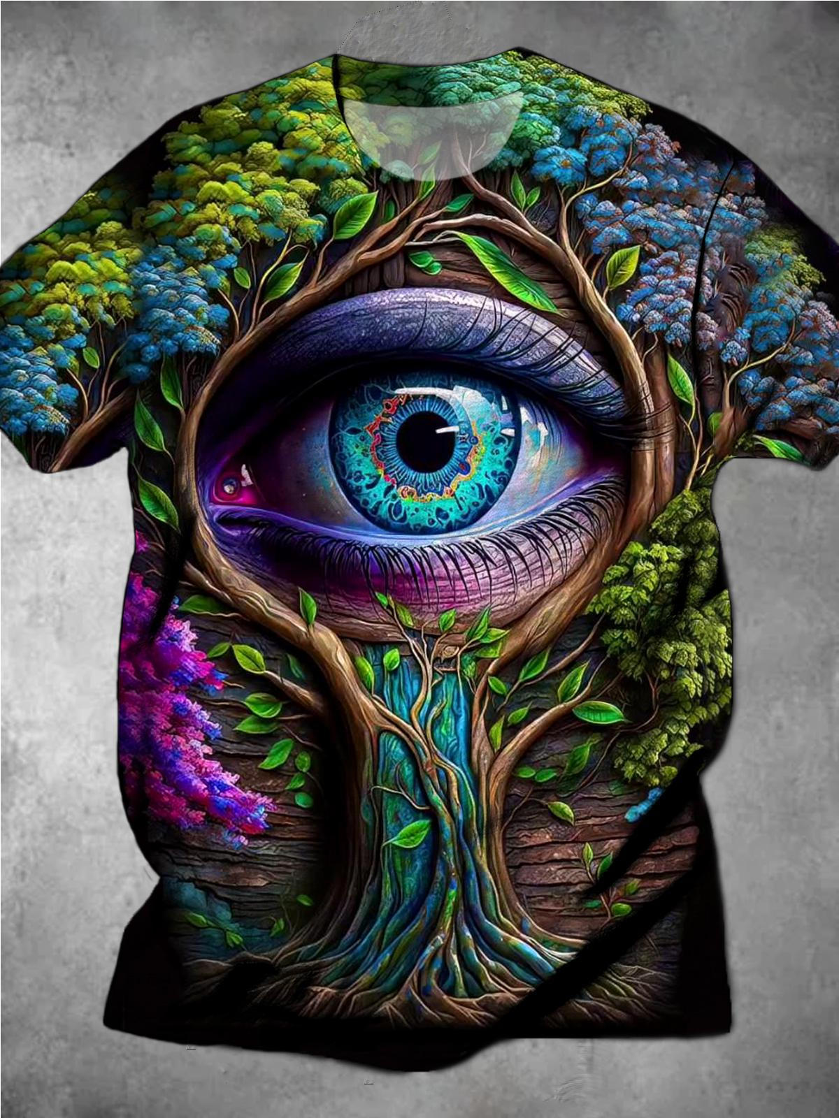 Eyes Tree Round Neck Short Sleeve Men's T-shirt