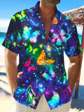 Art Hawaiian Casual Beach Short Sleeve Men's Shirts With Pocket