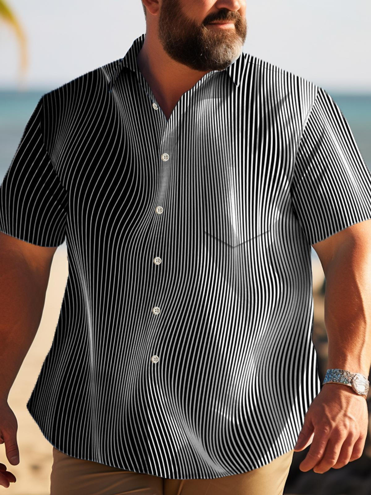 Big Size Casual Retro Plus Size Men's Short Sleeve Shirts With Pocket