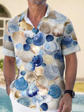 Shell And Pearl Resort Style Printed Short-Sleeved Shirt