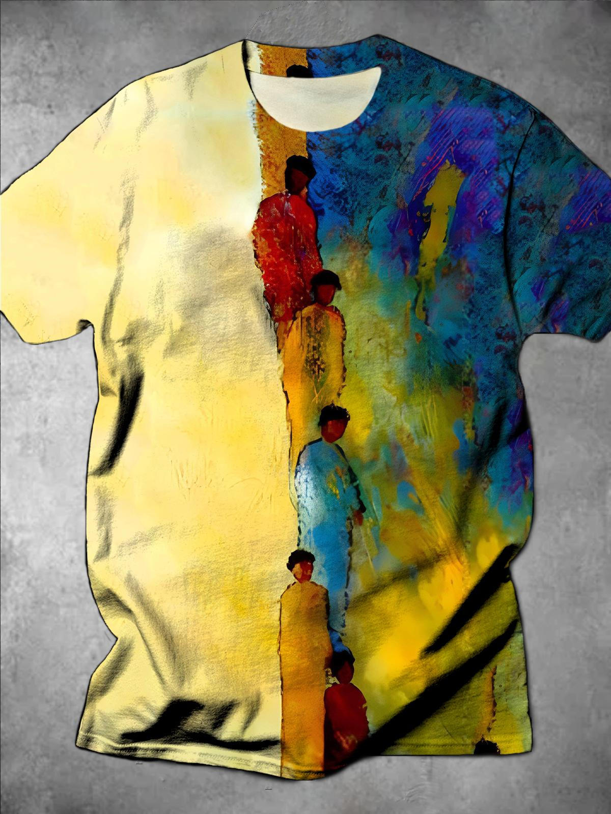 Abstract Art Print Round Neck Short Sleeve Men's T-shirt