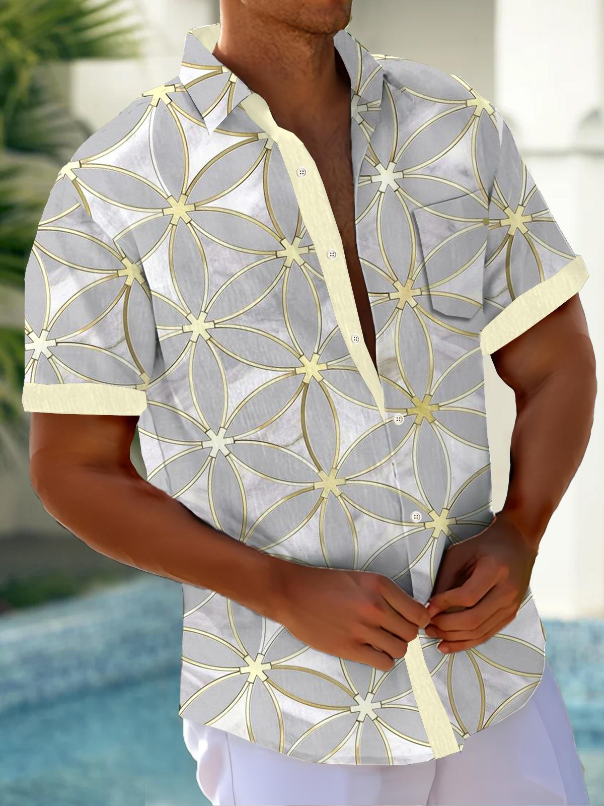 Art Hawaiian Casual Retro Short Sleeve Men's Shirts With Pocket