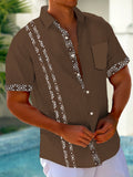 Art Hawaiian Casual Retro Short Sleeve Men's Shirts With Pocket