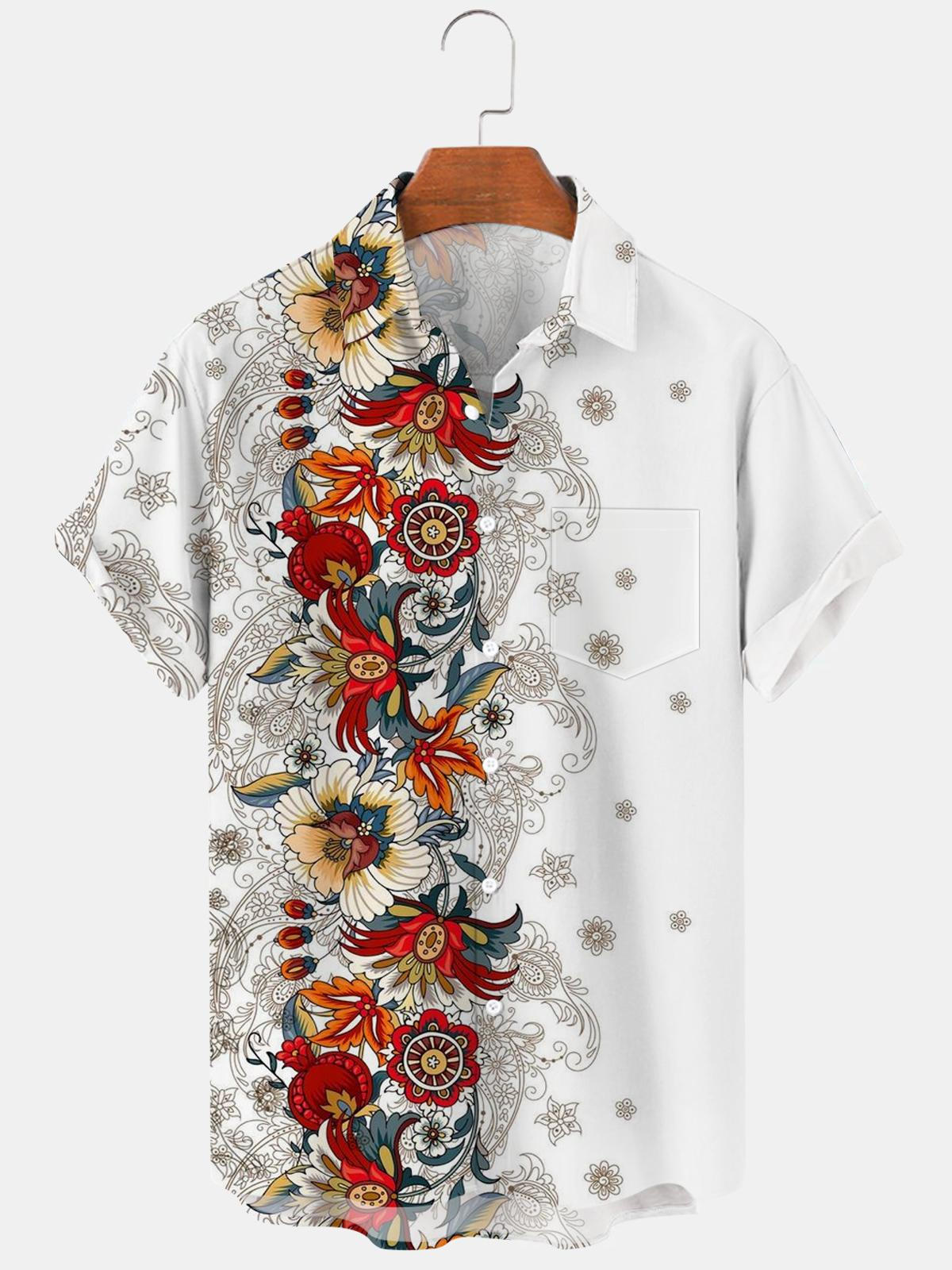 Flower Men's Shirts With Pocket