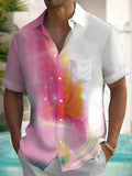 Abstract Gradient Print Short Sleeve Men's Shirts With Pocket