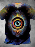 Eye Print Round Neck Short Sleeve Men's T-shirt