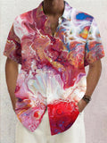 Abstract Print Short Sleeve Men's Shirts With Pocket