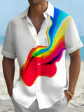 Abstract Print Short Sleeve Men's Shirts With Pocket