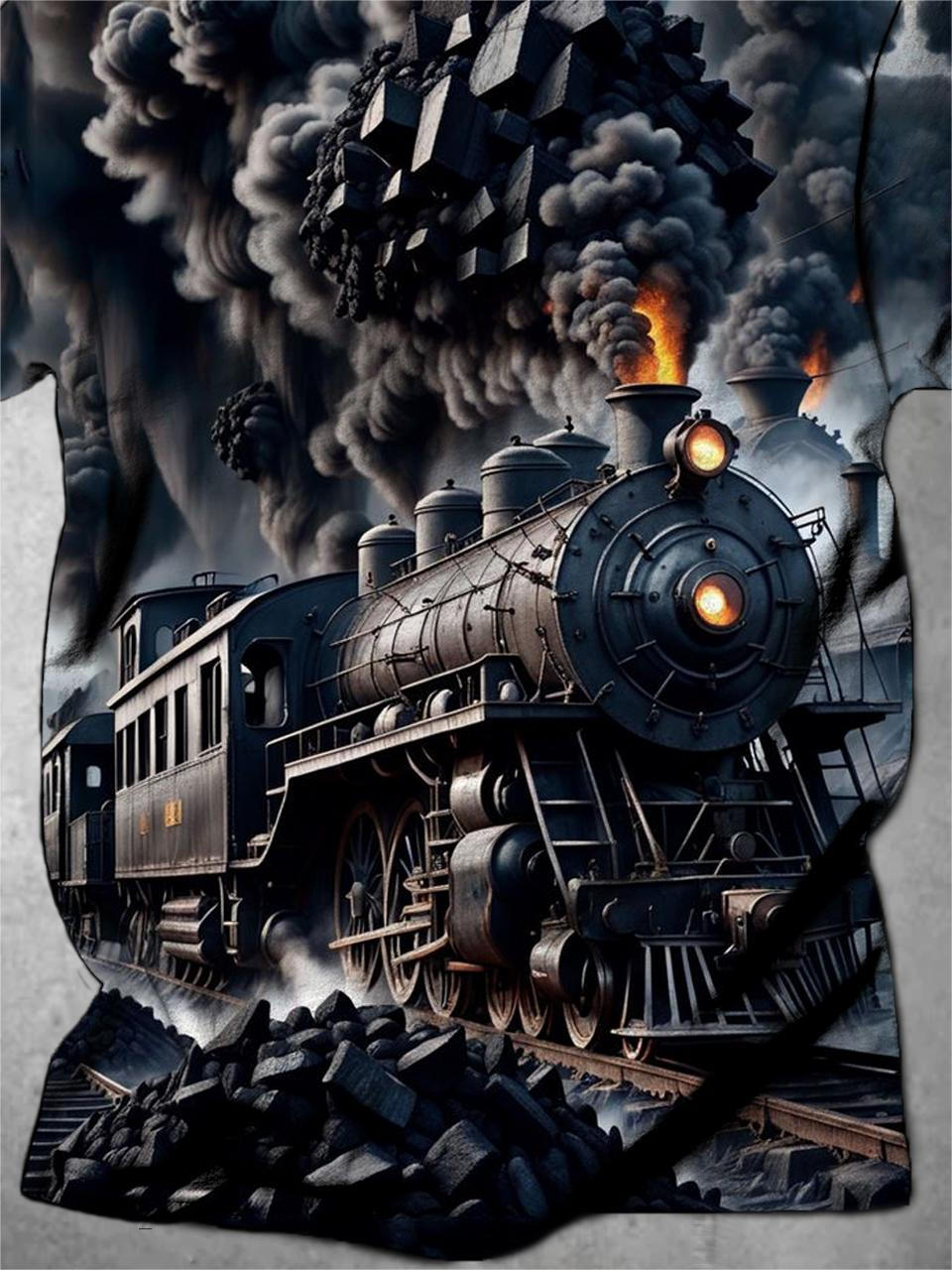 Train Round Neck Short Sleeve Men's T-shirt