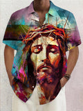 Jesus Short Sleeve Men's Shirts With Pocket