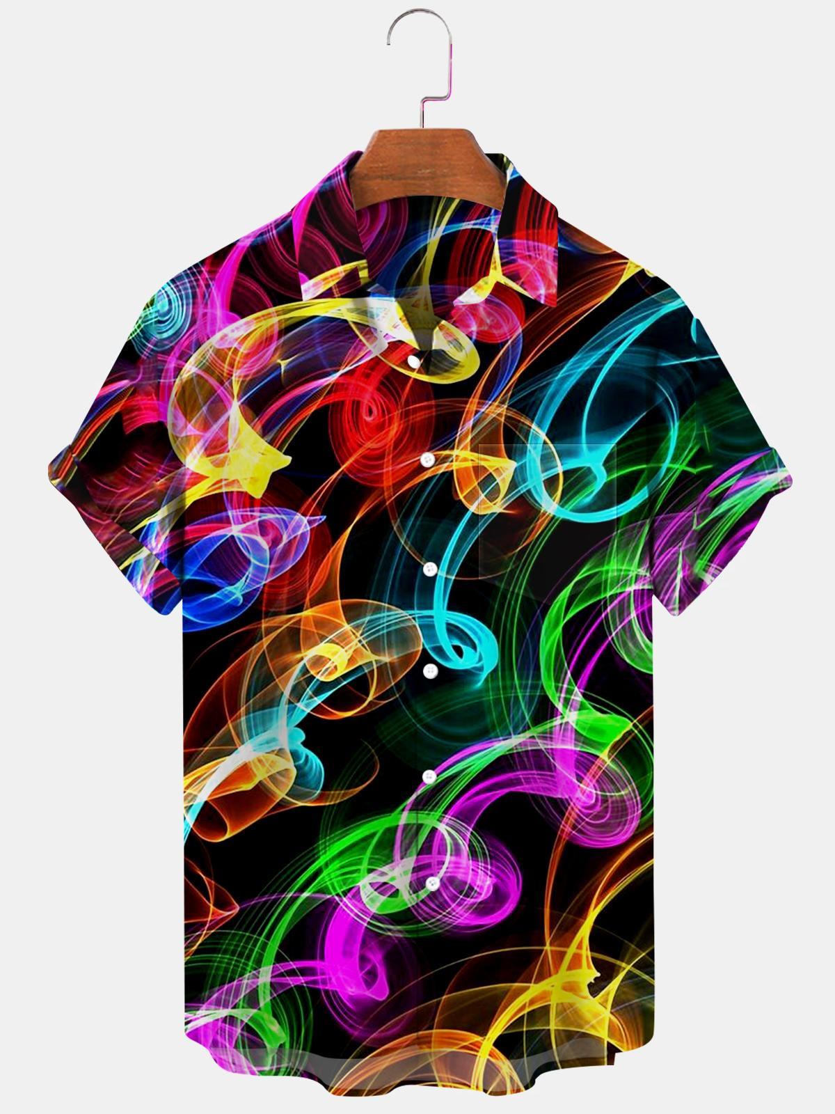 Abstract Casual Men's Shirts With Pocket