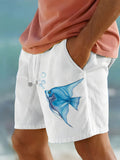 Fish Print Men's Shorts With Pocket