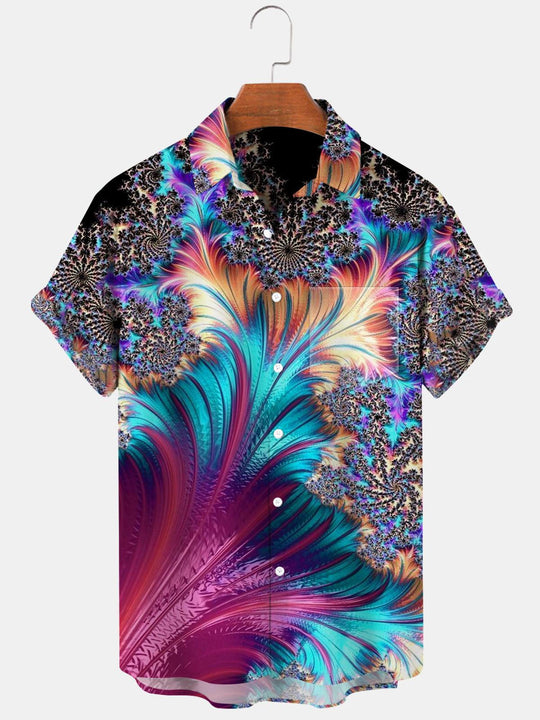 Men abstract print regular fit shirt front view