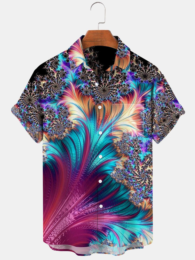 Men abstract print regular fit shirt front view