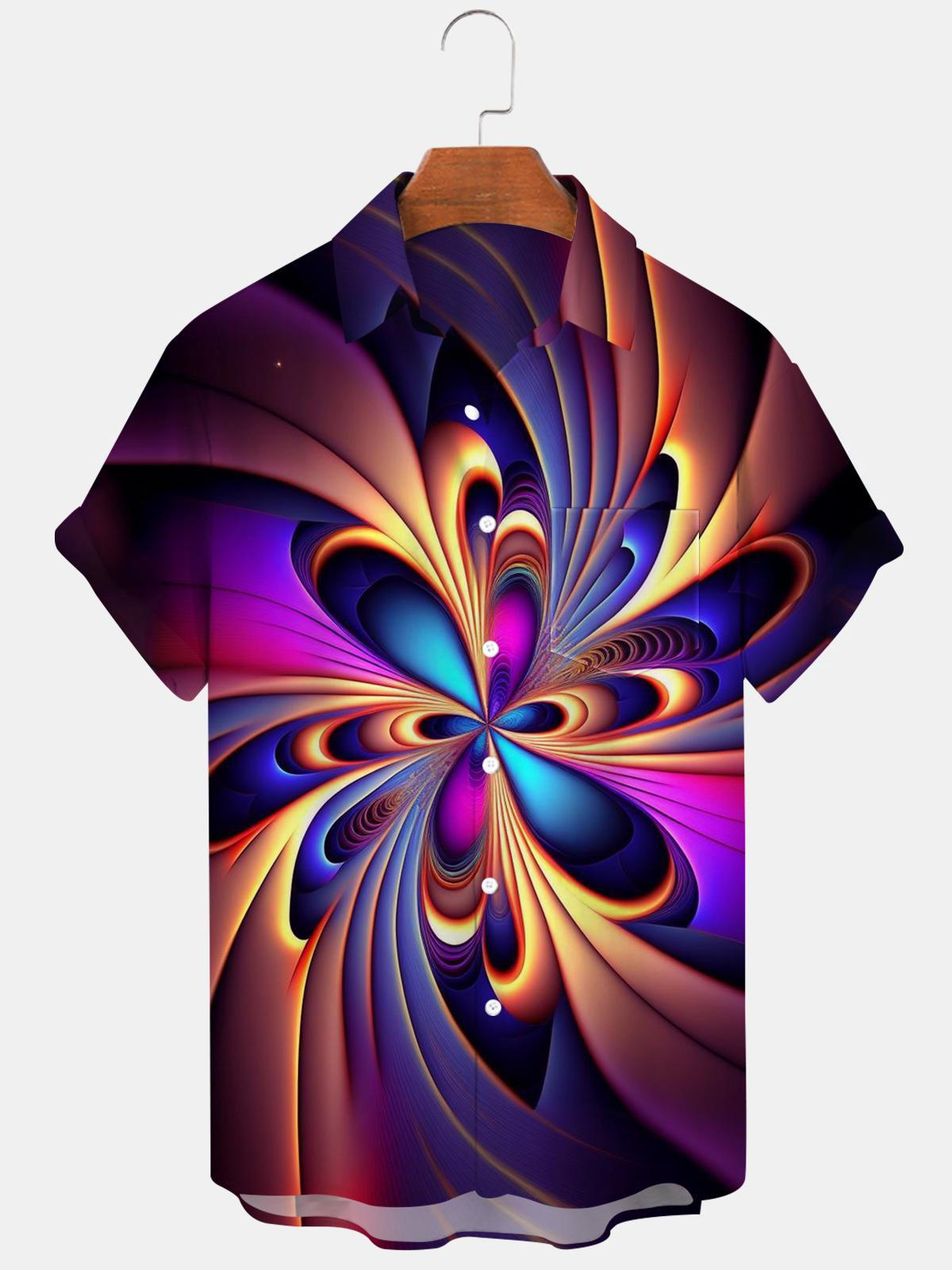 Abstract Men's Shirts With Pocket