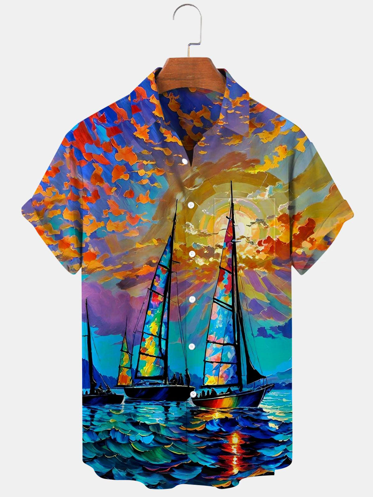 Boat Short Sleeve Men's Shirts With Pocket