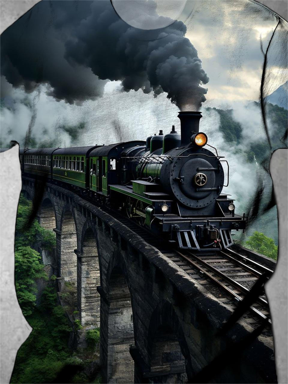 Train Round Neck Short Sleeve Men's T-shirt