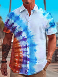 Hawaiian Tie Dye Print Short Sleeve Men's Shirts
