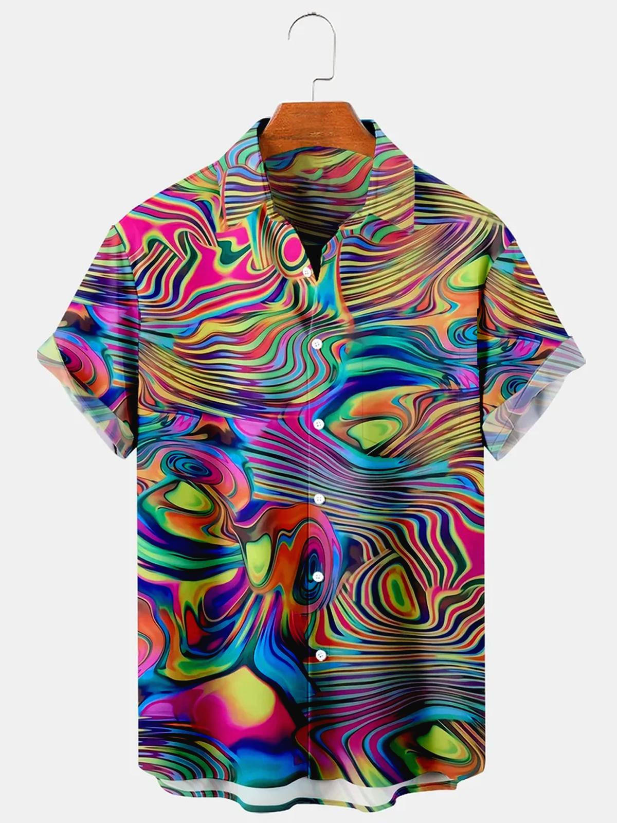 Hawaiian Abstract Men's Shirts With Pocket