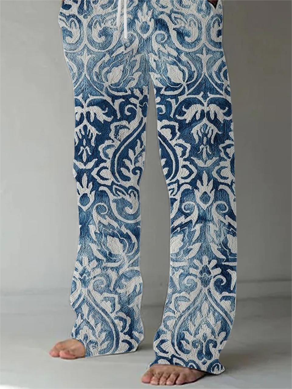 Flower Men's Casual Elastic Waist Pants